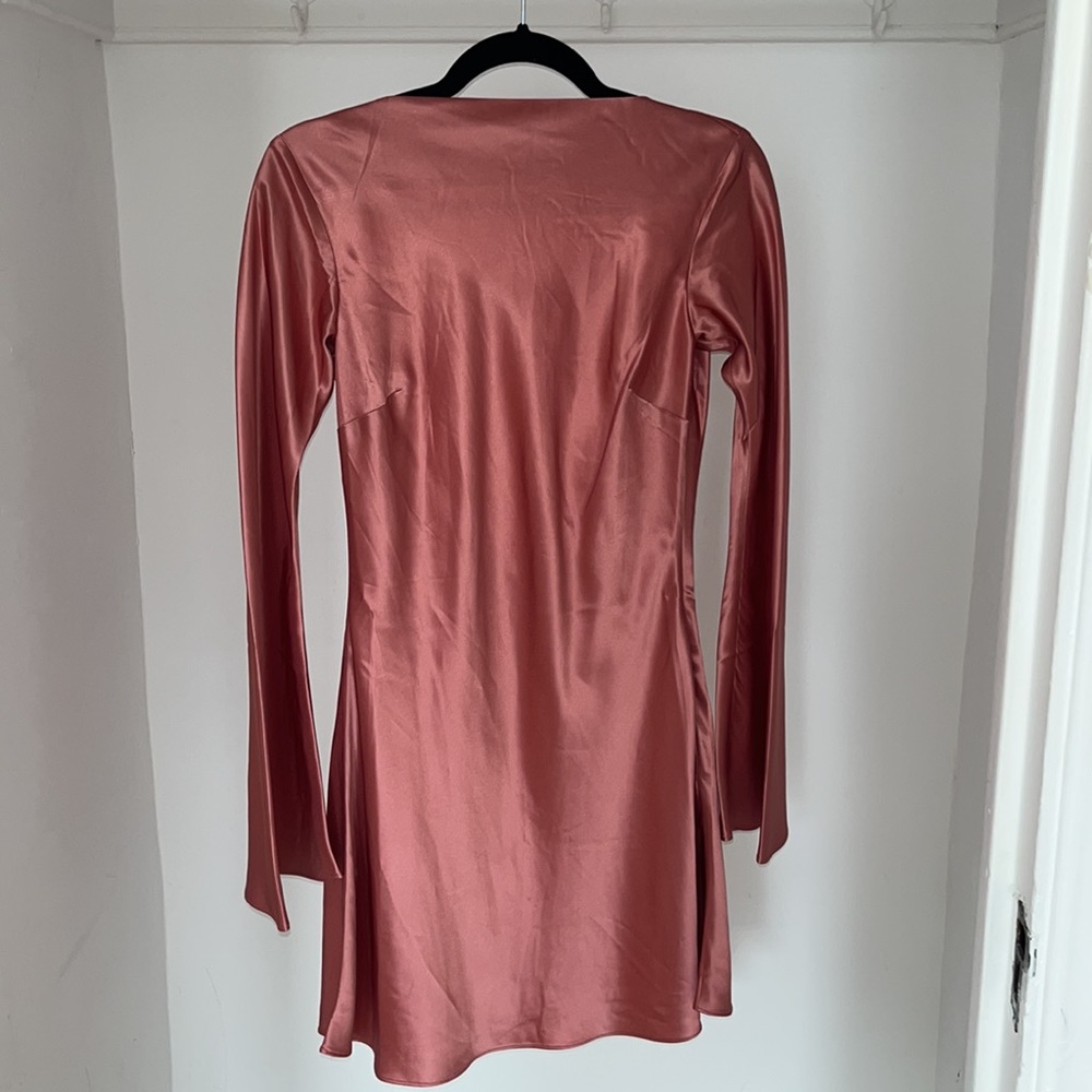 Cult Gaia Tie-detail Long-sleeved Mini Dress in Pink. NEW - Picture 5 of 6